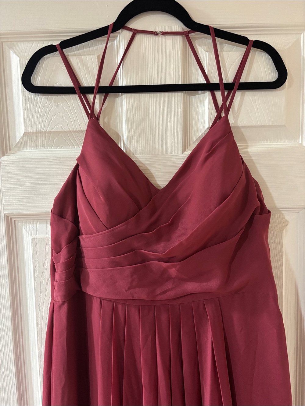 JJs House Strapless Pleated Chiffon Dress in Dusty Rose